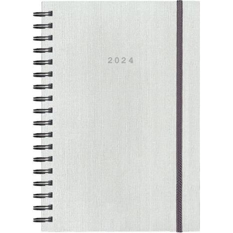 Ημερολόγιο ημερήσιο σπιράλ NEXT Fabric Plus με λάστιχο 17x25 cm 2024 λευκό